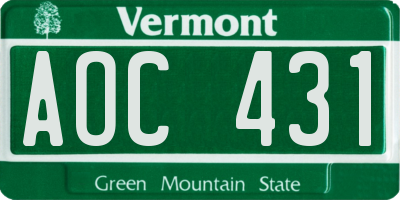 VT license plate AOC431