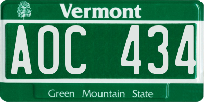 VT license plate AOC434