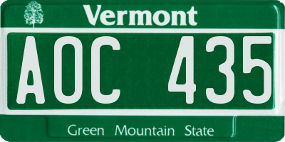 VT license plate AOC435