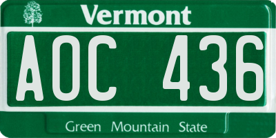 VT license plate AOC436