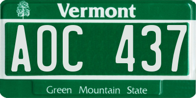 VT license plate AOC437