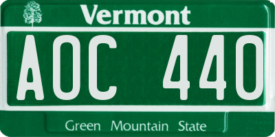 VT license plate AOC440