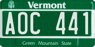 VT license plate AOC441