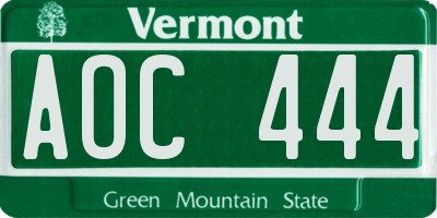 VT license plate AOC444