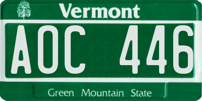 VT license plate AOC446