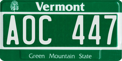 VT license plate AOC447