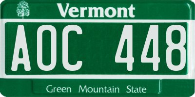 VT license plate AOC448