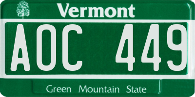 VT license plate AOC449