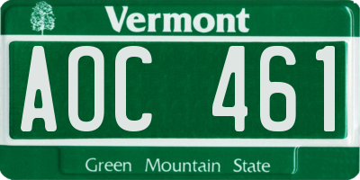 VT license plate AOC461