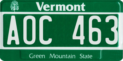 VT license plate AOC463