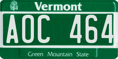 VT license plate AOC464
