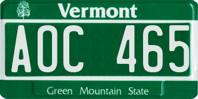 VT license plate AOC465
