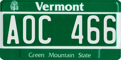 VT license plate AOC466