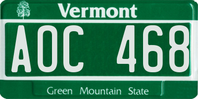 VT license plate AOC468