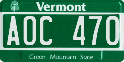 VT license plate AOC470