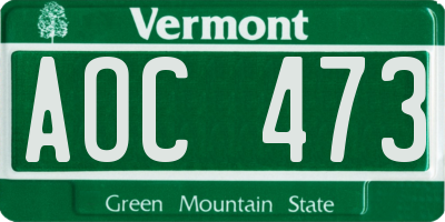 VT license plate AOC473