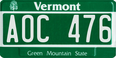 VT license plate AOC476