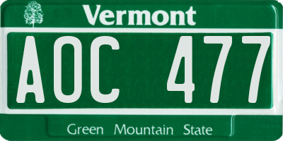 VT license plate AOC477
