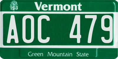 VT license plate AOC479