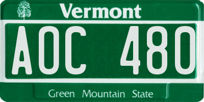 VT license plate AOC480