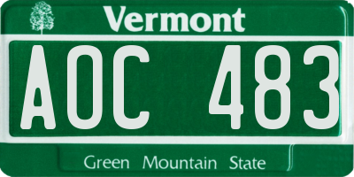 VT license plate AOC483