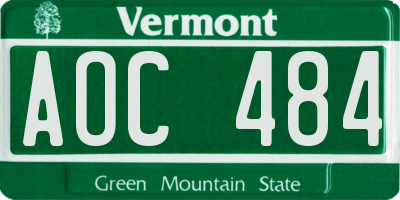 VT license plate AOC484