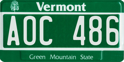 VT license plate AOC486