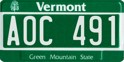 VT license plate AOC491