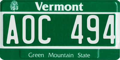 VT license plate AOC494