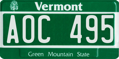 VT license plate AOC495