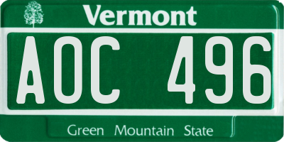 VT license plate AOC496