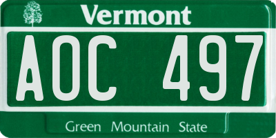 VT license plate AOC497