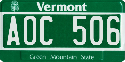 VT license plate AOC506