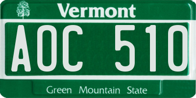 VT license plate AOC510