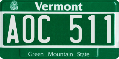 VT license plate AOC511