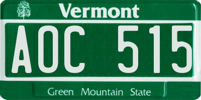 VT license plate AOC515