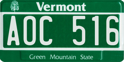 VT license plate AOC516