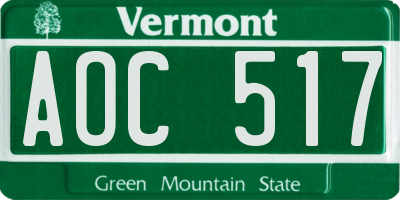 VT license plate AOC517