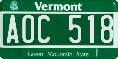 VT license plate AOC518