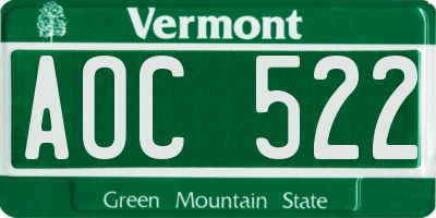 VT license plate AOC522