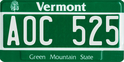 VT license plate AOC525
