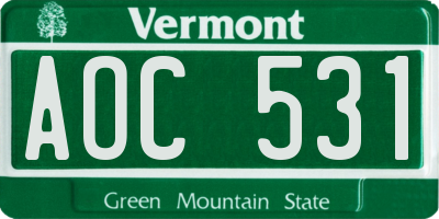 VT license plate AOC531