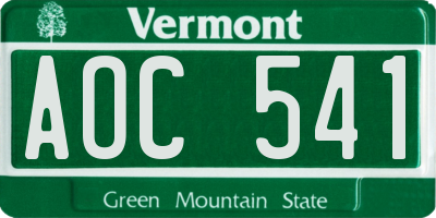VT license plate AOC541