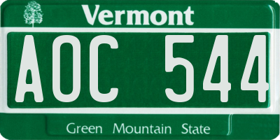 VT license plate AOC544