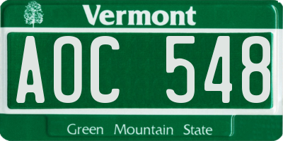 VT license plate AOC548