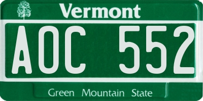 VT license plate AOC552