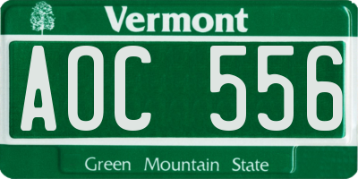 VT license plate AOC556