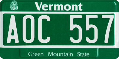 VT license plate AOC557