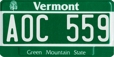 VT license plate AOC559
