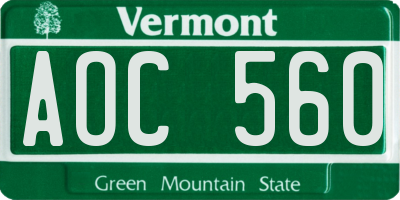 VT license plate AOC560